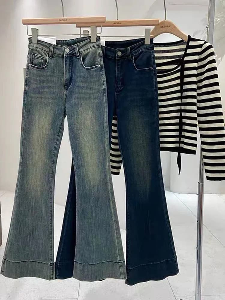 High Waist Slim Fit Denim Jeans Women's Chic Elastic Long Pants Autumn New Style Korean Version Fashionable Slimming Effect