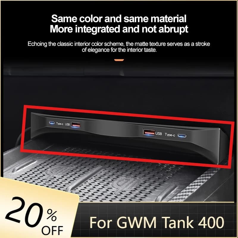 Dedicato Car Center 90W Ricarica rapida Docking Station Adattatore Aggiornamento Accessori di modifica per Great Wall Tank 400 2023