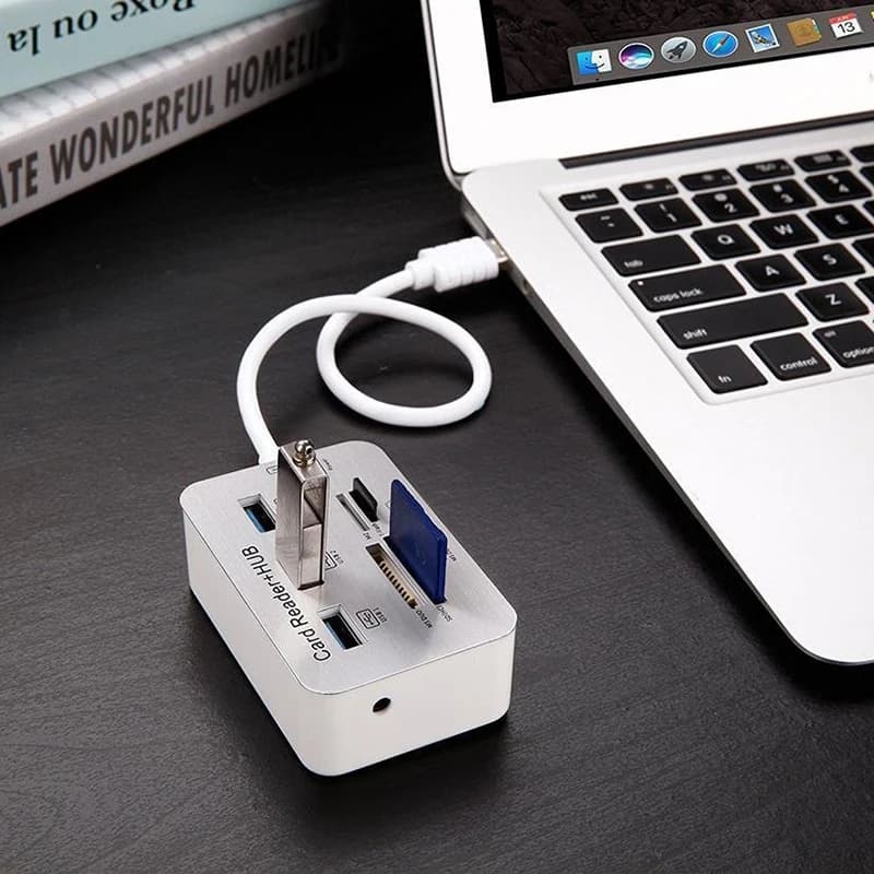 HUB USB 3.0 con lettore di schede per lettore di schede di memoria Micro SD TF Disco USB Adattatore per mouse per PC Telefono Tablet Ricarica Estendi Hub Dock