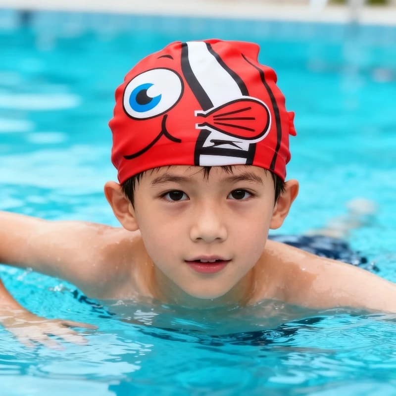 Silicone swim cap for cute animals for children Soft material Comfort Fit Kids Girls Swimming Pool Gym Beach Swimming head for children