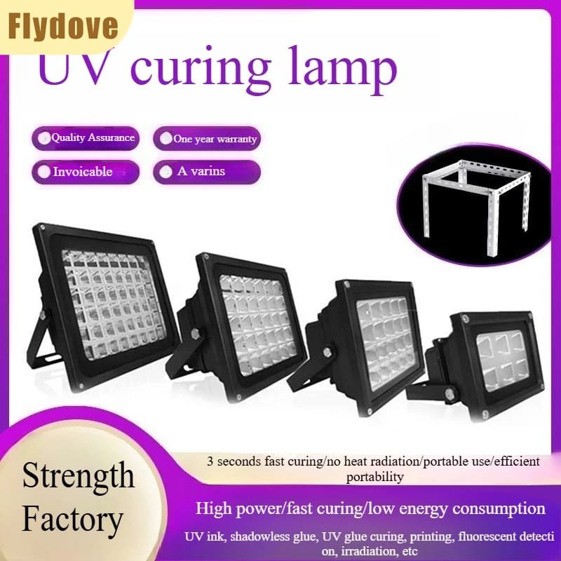 Lampada polimerizzante UV ad alta energia a LED 405nm 395nm 365nm Stampante 3D Resina PCB Riparazione Manuale Lampada da forno per irradiazione a luce viola fai da te