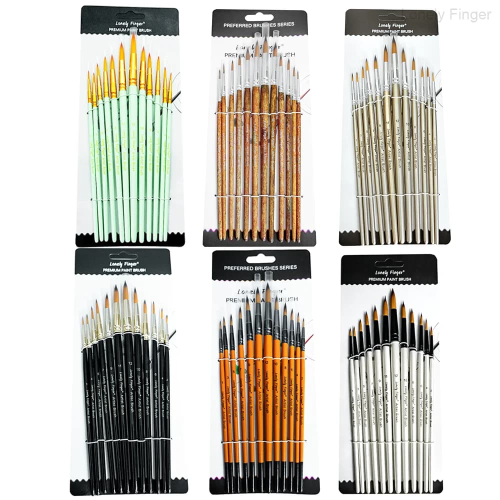 12pcs Art Painting Brush Set with Nylon Hair for Acrylic Watercolor Gouache Hobby Craft Face Painting
