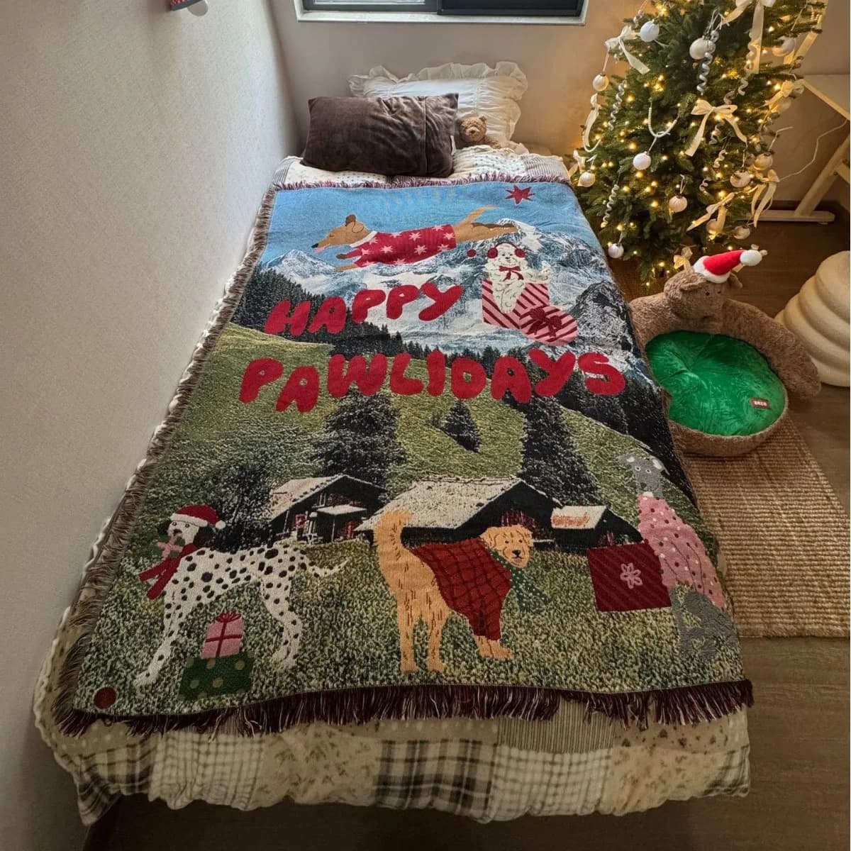Korean Style Bedroom Dog And Cat Blanket Fresh And Cute Rug Tapestry Bed Blanket
