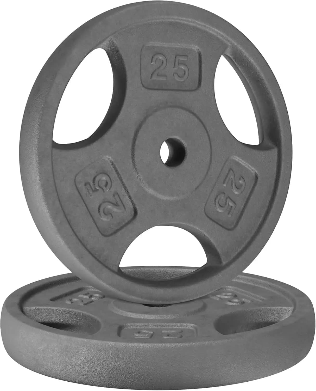 1 inch cast iron discs with handle, different sizes from 2.5 to 35 pounds for strength training and muscle toning