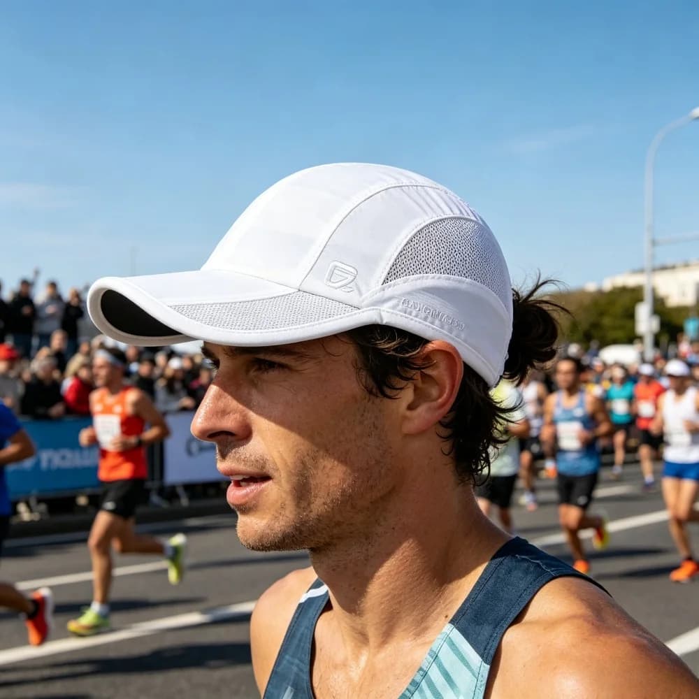 GADIEMKENSD Cappello da corsa unisex ad asciugatura rapida, leggero e regolabile, con protezione solare UPF 50+, per sport all'aria aperta