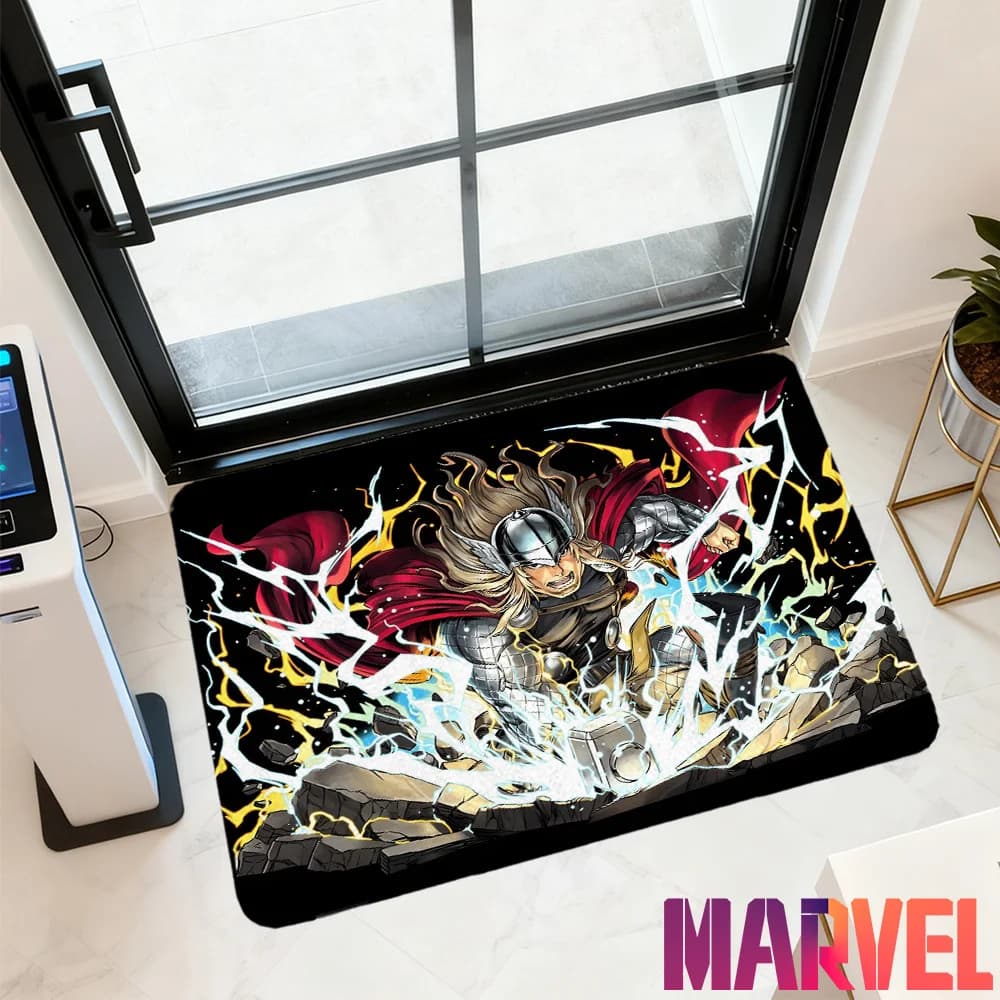 1 tappetino da bagno antiscivolo multiuso Marvel Thor Odinson, un resistente proteggiporta con design grafico 2D, adatto per B