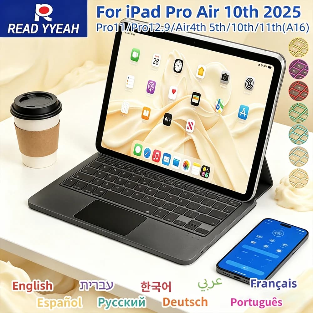Nuova Tastiera Wireless Magic con Touch Panel per iPad 10a Gen, iPad Pro 11, 12.9, 13, Air 4, Air 5, Custodia Magnetica per Tablet, Smart Cover