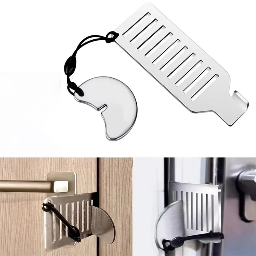 Blocca Porta di Sicurezza Antifurto Portatile 8cm in Acciaio Inossidabile, Strumento di Sicurezza per Casa, Privacy, Hotel, Viaggi, Fermaporta