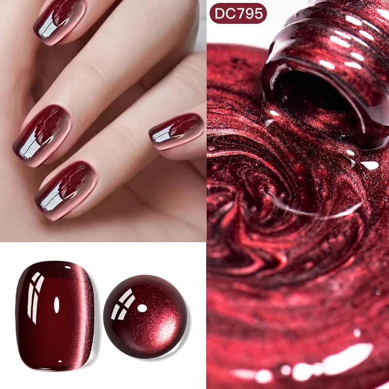 Smalto gel magnetico per gatti con perline di vetro scintillanti da 7 ml Flash Nero Spar Colore rosso Semi permanente Soak Off Smalto gel estivo UV