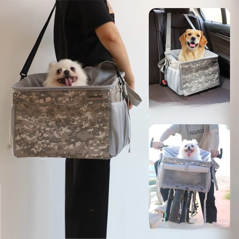 Borsa da trasporto per animali domestici da bicicletta, zaino porta animali con ampie tasche laterali e comoda tracolla imbottita per cani e gatti