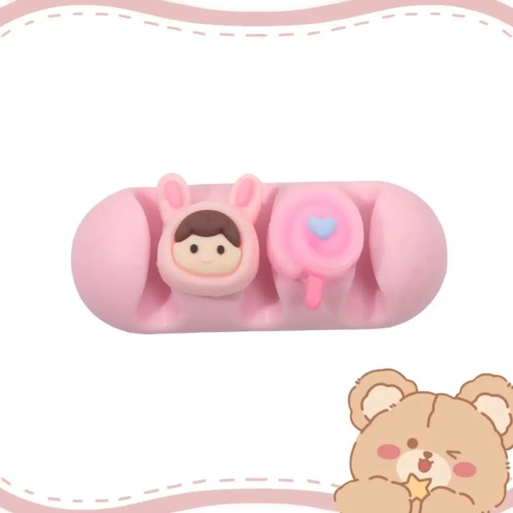 Protezione per Cavi a Forma di Cartone Animato, Avvolgicavo in Silicone Flessibile, Organizzatore per Cavi USB da Scrivania, Clip per Cavi Kawaii, Organizzatore per Cavi da Ufficio