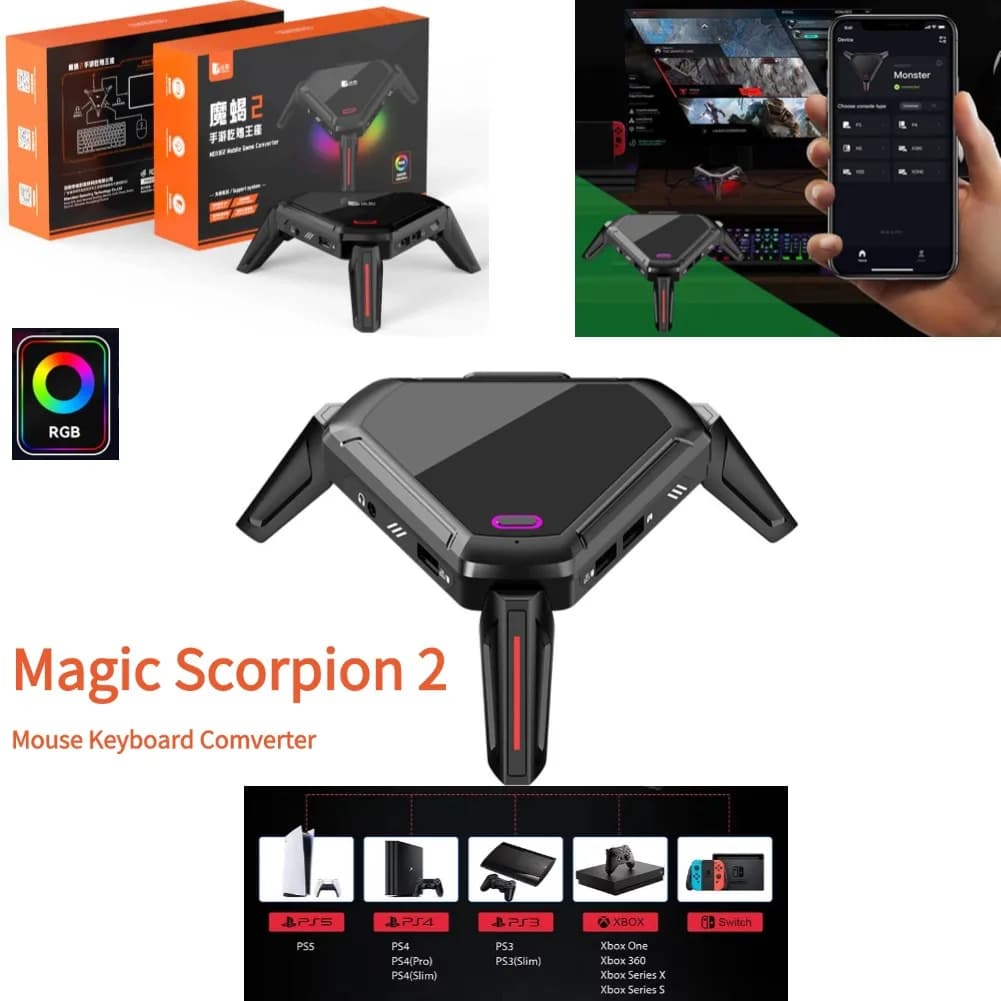 Magic Scorpion 2 Mouse Tastiera Convertitore Gioco Mobile Mangiare Giochi di Pollo per Tablet Mobile Android Magic Scorpion MX200sx 2