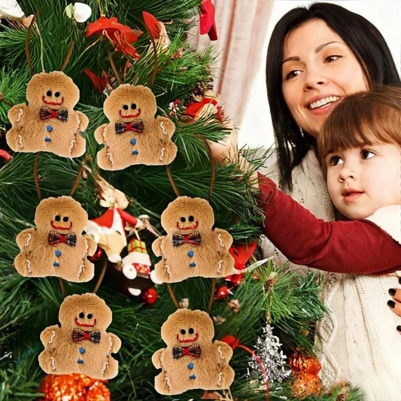 1-5 pezzi mini peluche omino di pan di zenzero portachiavi borsa ciondolo bambola per albero di Natale ornamenti appesi per la decorazione della festa di Natale regalo