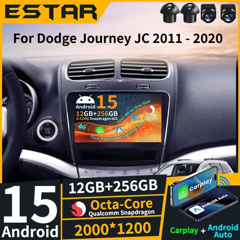 Wireless Carplay Android 15 Per Dodge Journey JC 2011 - 2020 Autoradio 360 Macchina Fotografica BT WIFI GPS Multimediale RDS QLED DSP 4G LTE