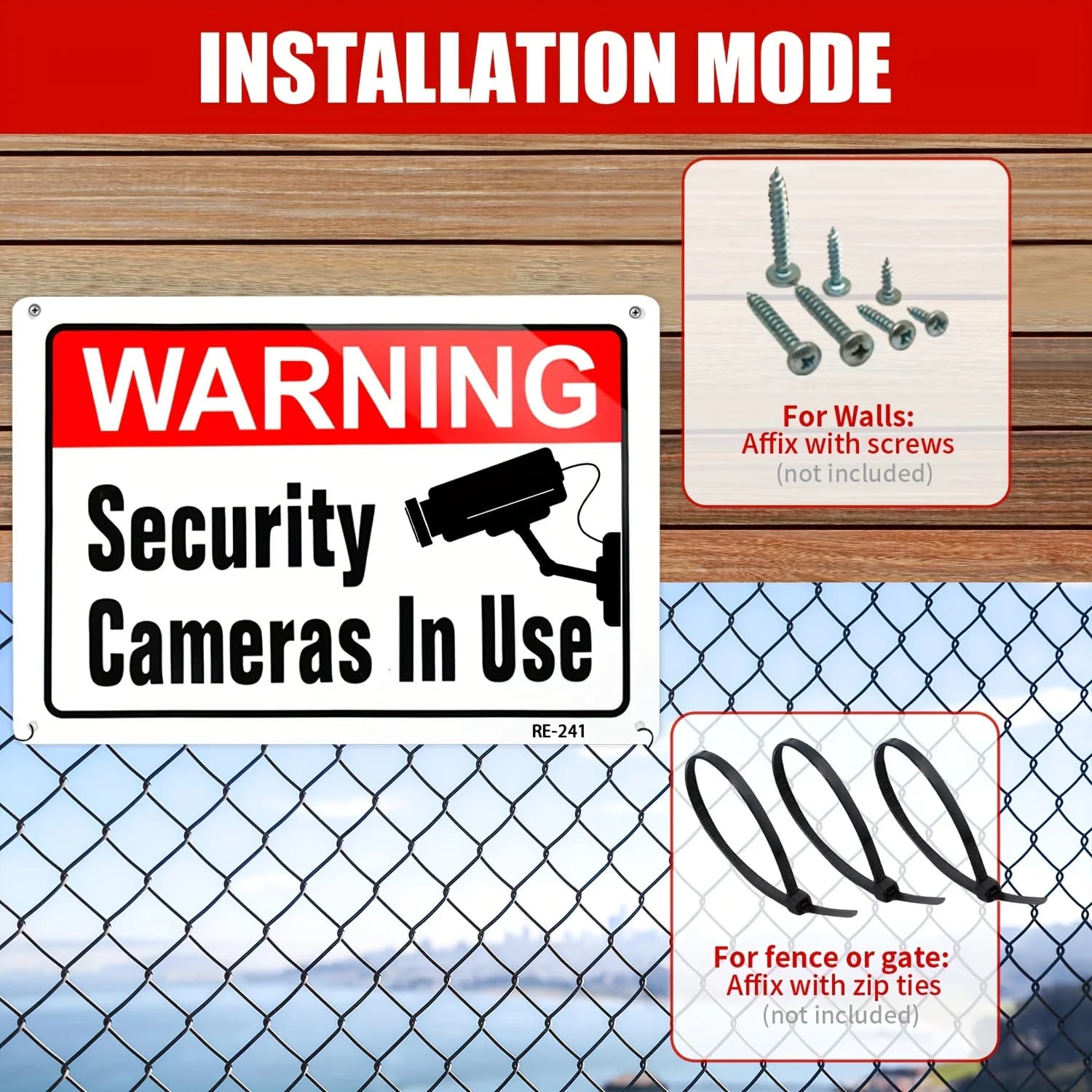 Segnaletica di videosorveglianza in alluminio - Avvertimento telecamera di sicurezza 10x7 per uso esterno, cortile, casa e vialetto aziendale