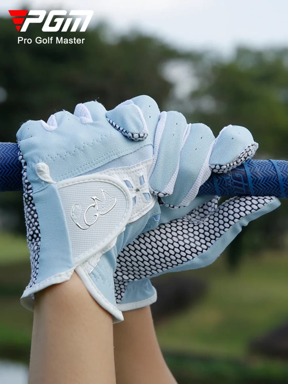 Guanti da golf in microfibra PGM Cintura da golf da donna in pelle PU Particelle antiscivolo Protezione solare traspirante Guanto ultraleggero per mano sinistra destra