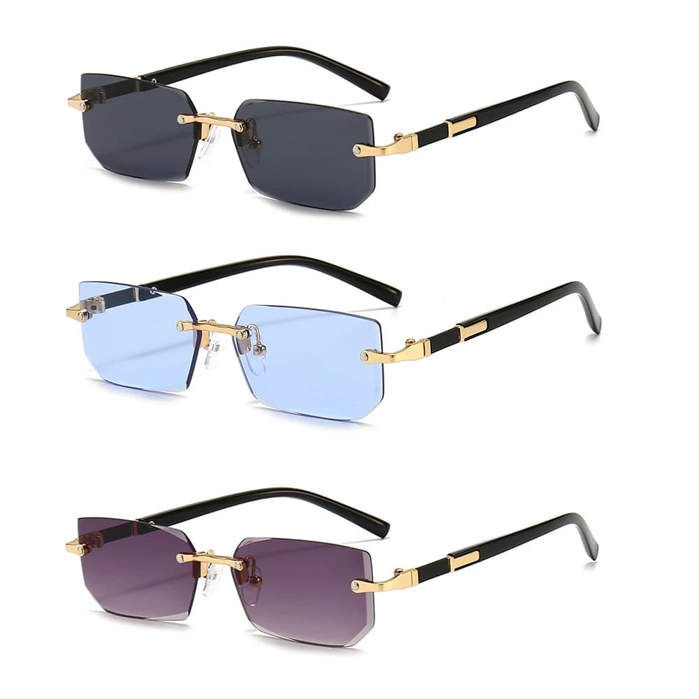 3 pz/set occhiali da sole senza montatura rettangolo popolare donna uomo sfumature piccoli occhiali da sole quadrati per donna maschio estate viaggiare Oculos