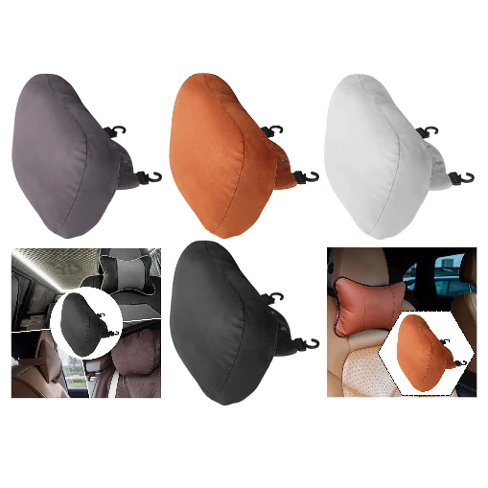 Cuscino per il collo del sedile dell'auto, cuscino per il poggiatesta in pelle scamosciata, design ergonomico, copertura rimovibile per accessorio auto Ledao L60
