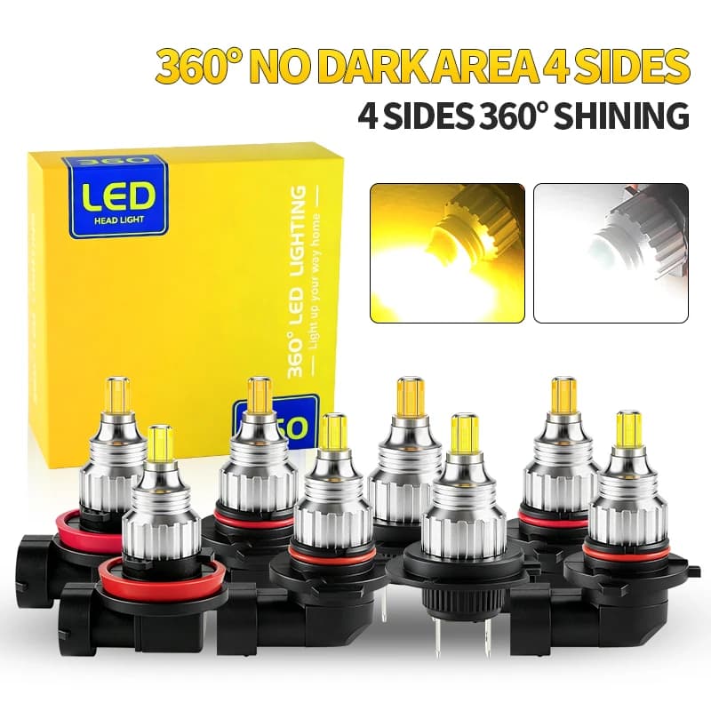1PC/2PCS Mini Proiettore LED H7 per Fari Auto con Lente a 360 Gradi e 4 Chip Laterali H10 9145 9005 HB3 9006 HB4 H8 H9 H11 H16(JP) Lampadine da 60W