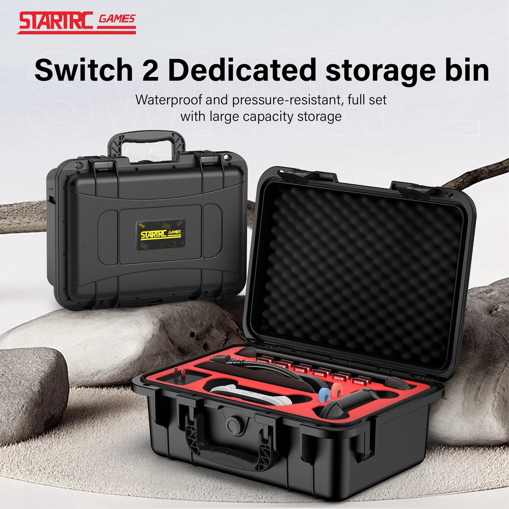Custodia Rigida Professionale Deluxe per Nintendo Switch 2, Impermeabile IP67, con Rivestimento Morbido, Scatola da Viaggio Rigida per Accessori di Gioco