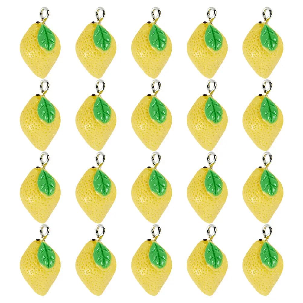 20Pcs Resin Lemon Charm Pendant Fruit Jewelry Making Supplies Creative DIY Bracelet Necklace Earrings Summer Charms