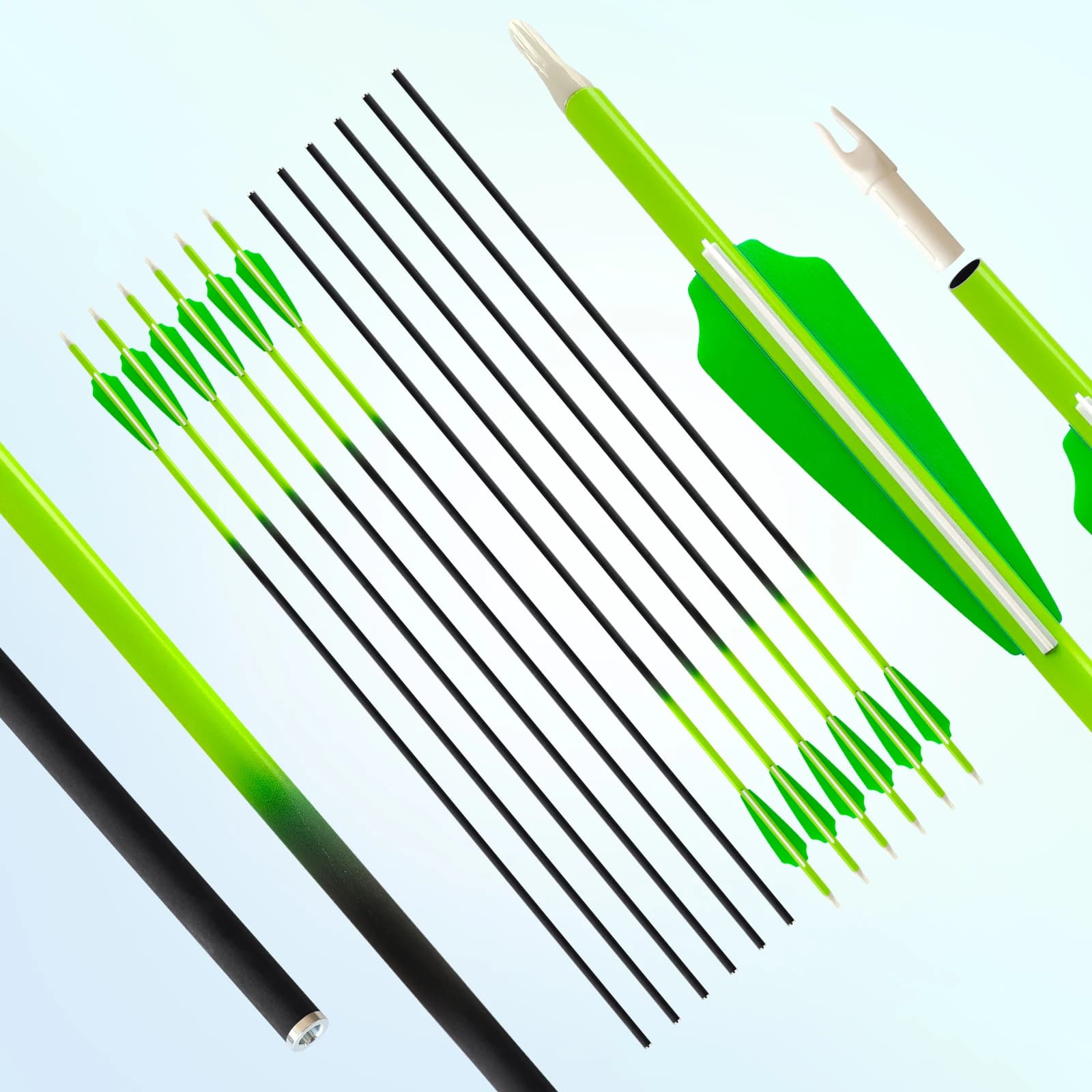 2025 Nuovo design ID6.2mm 31"" Sfumatura di colore Freccia per tiro con l'arco in pura fibra di carbonio per la caccia