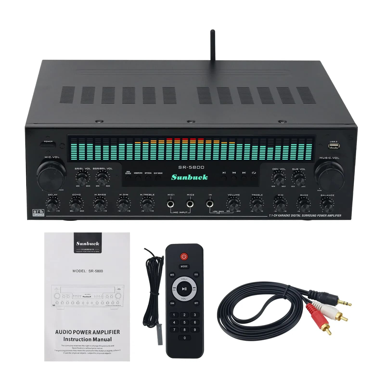 HiFiAMP SR-5800 1200W 220V Amplificatore a 7.1 canali Amplificatore Bluetooth Karaoke Amplificatore di potenza surround digitale