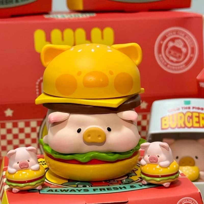 LuLu The Piggy Burger Series Figure Mystery Box Blind Box Cute Pig Anime Surprise Bag Collect Kawaii Doll Desktop Decor Girl Toy