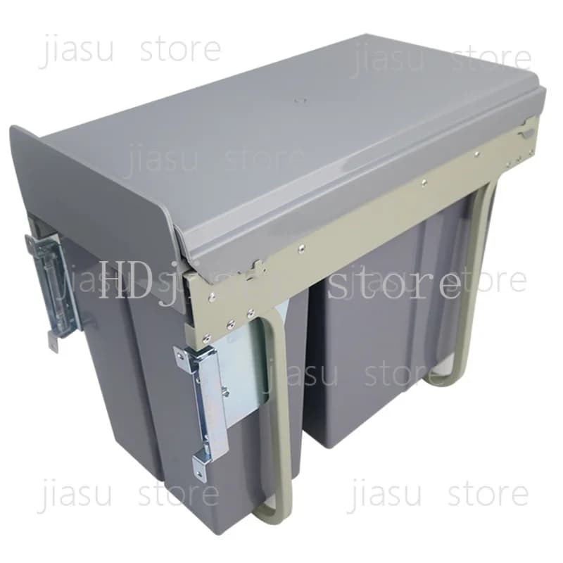 Large Kitchen Waste Basket Kitchen Plastic Built-in Hidden Insert Push-pull Dry and Wet Separation Cabinet Trash Can Pull