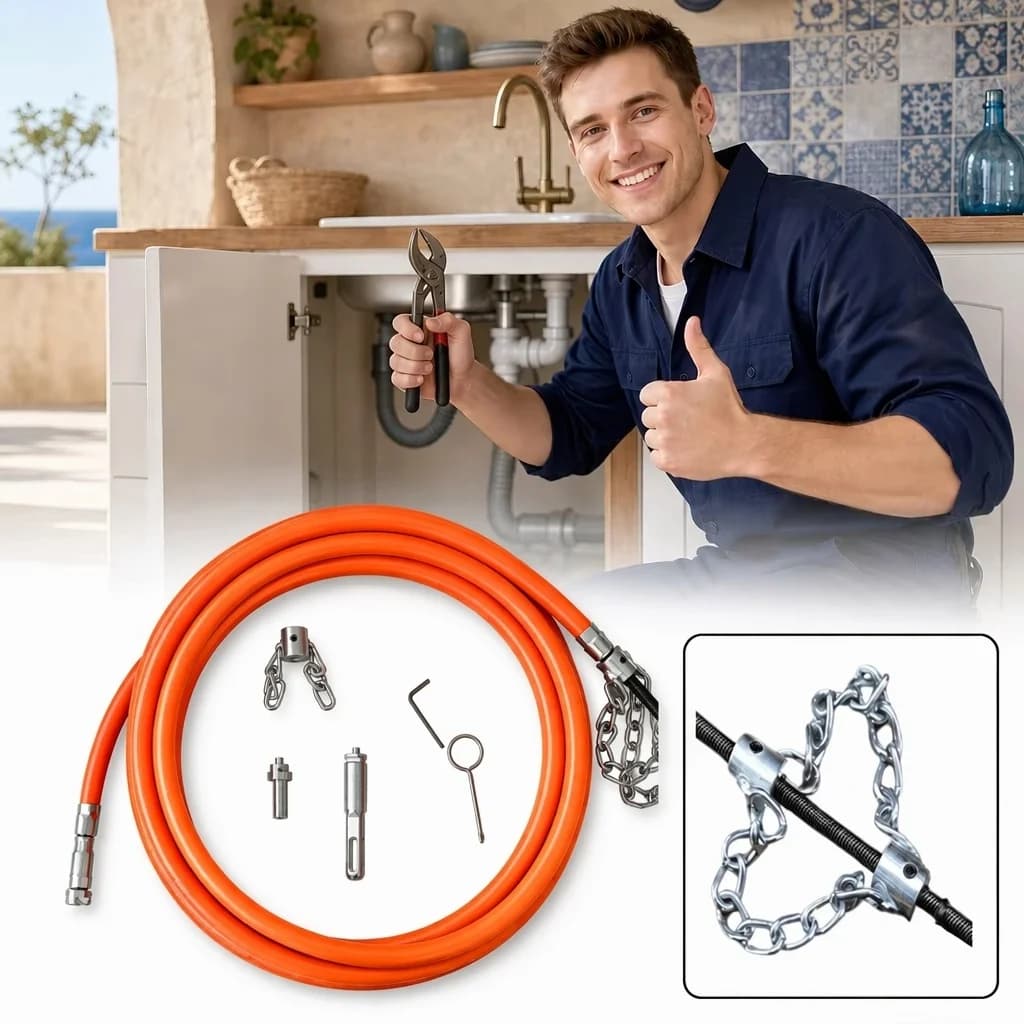 New Arrival Heavy-Duty Drain Pipe Cleaner with Adjustable Screw Lock Chain, for 50-160mm Toilet Sink Shower Bathtub Clog Remover