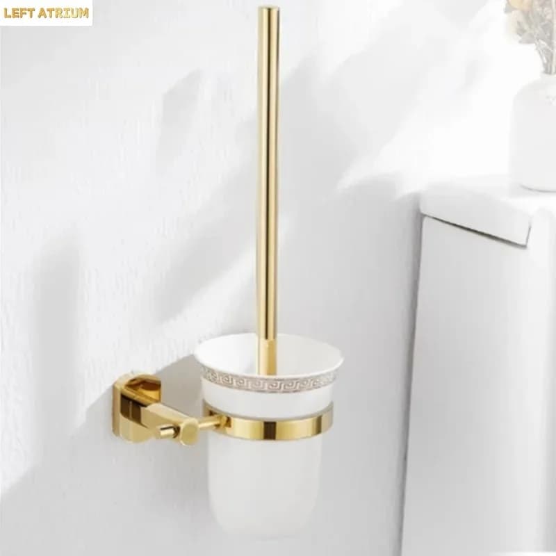 Portascopino WC in ottone, porta scopino da parete, accessorio per la pulizia del bagno
