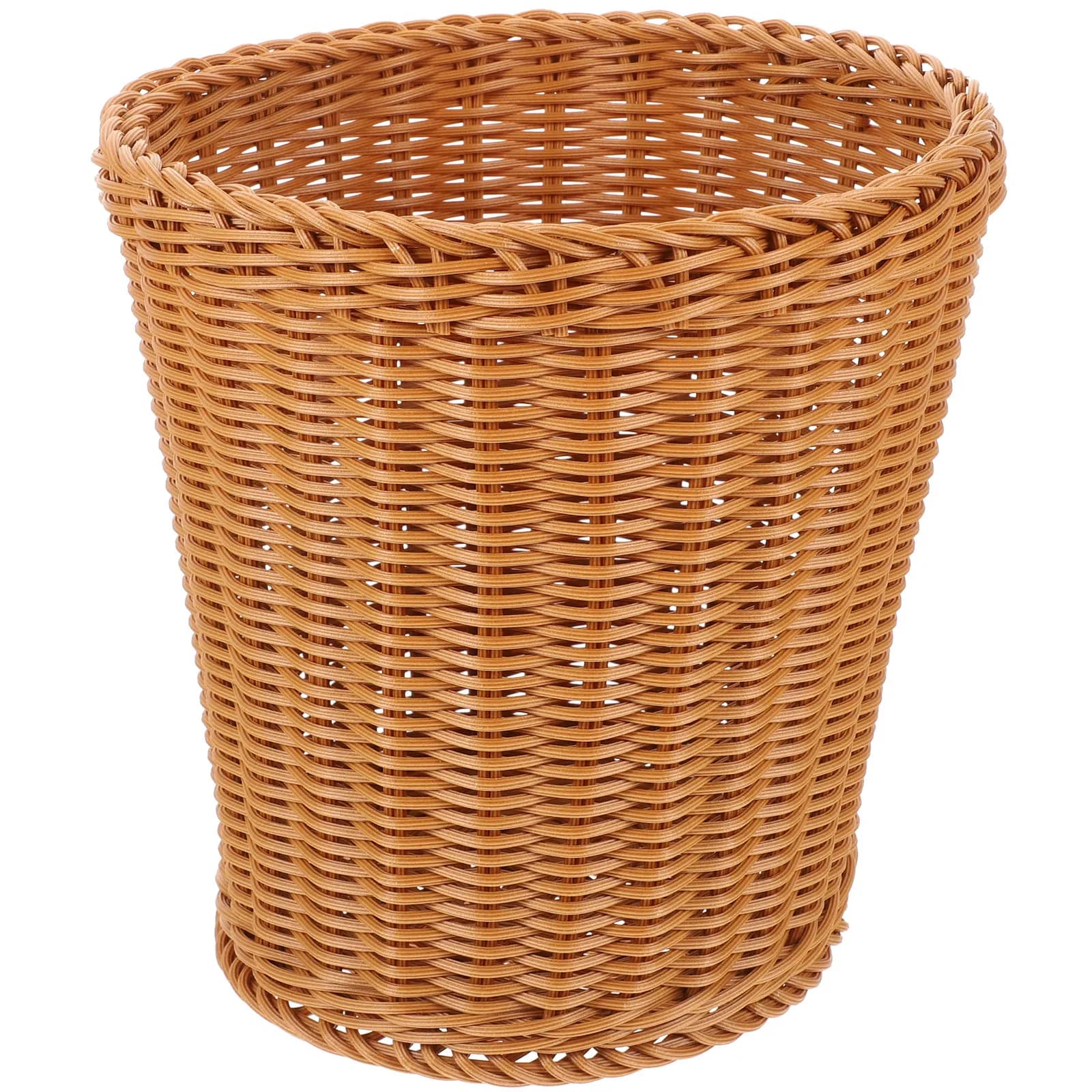 Woven Trash Basket Natural Rattan Style Compact Storage Bin for Bathroom Bedroom Kitchen Office Home Decor Wastepaper Waste