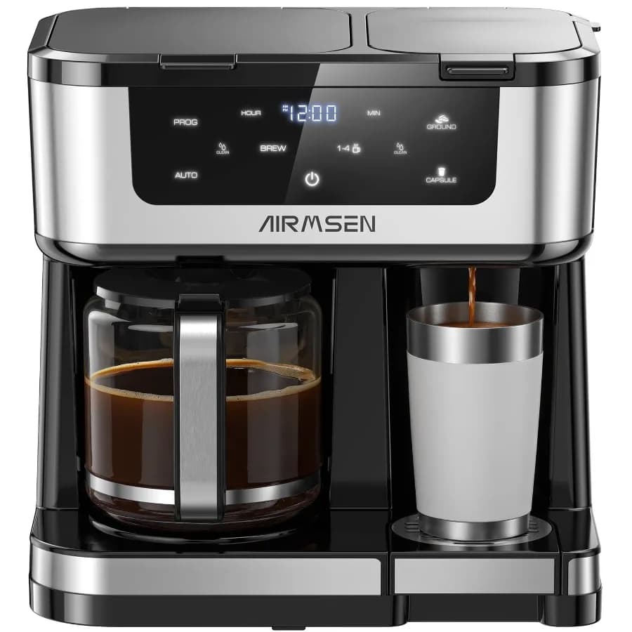 12-Cup Drip Coffee Maker with K Cup Combo, Programmable Coffee Machine with 1-4 Cup Setting, Single Serve or Coffee Pot, Auto S