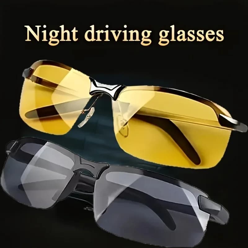 Occhiali da guida notturni aurora ultraleggeri da 2 pezzi, unisex - design a mezza montatura antiriflesso per la visione notturna di sicurezza LLL