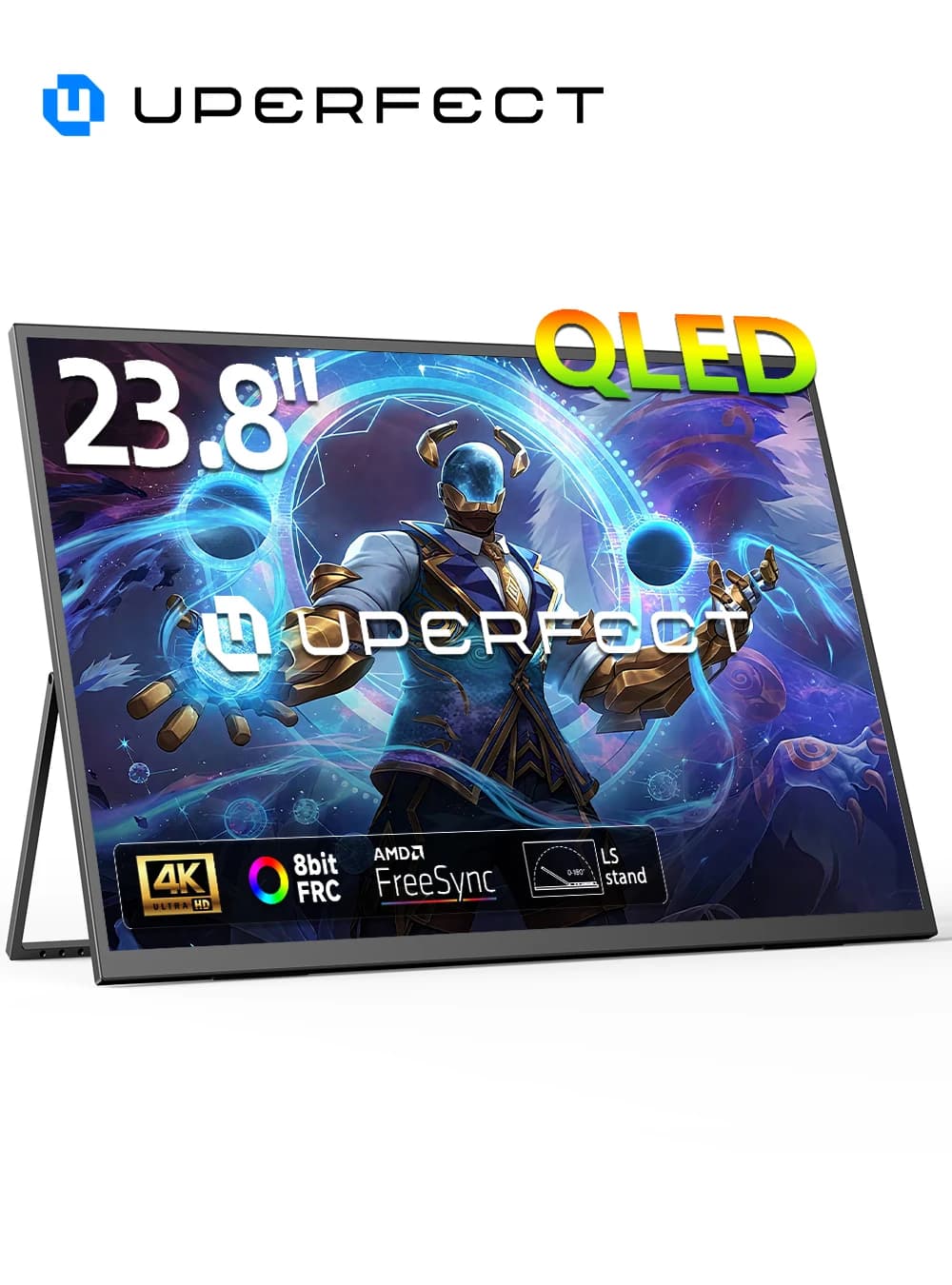 UPERFECT UHD 4K 23,8" Ampio schermo QLED USB-C HDMI Work Home Secondo monitor W/180 ° Supporto regolabile per laptop PC desktop Mac PS5