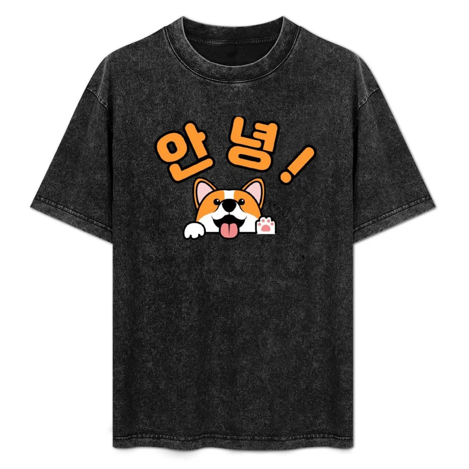 Corgi say HI! in Korean, Corgi lover, Corgi mama, Written in Korean Hangul T-Shirt Festival Party Tee Top