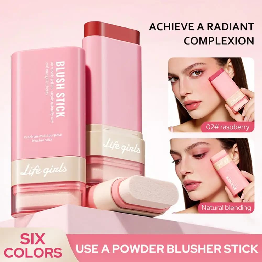 Stick Blush Doppia Estremità con Gomma, Trucco Naturale Nude, Illuminante e Contorno 2 in 1, Crema per Guance e Labbra