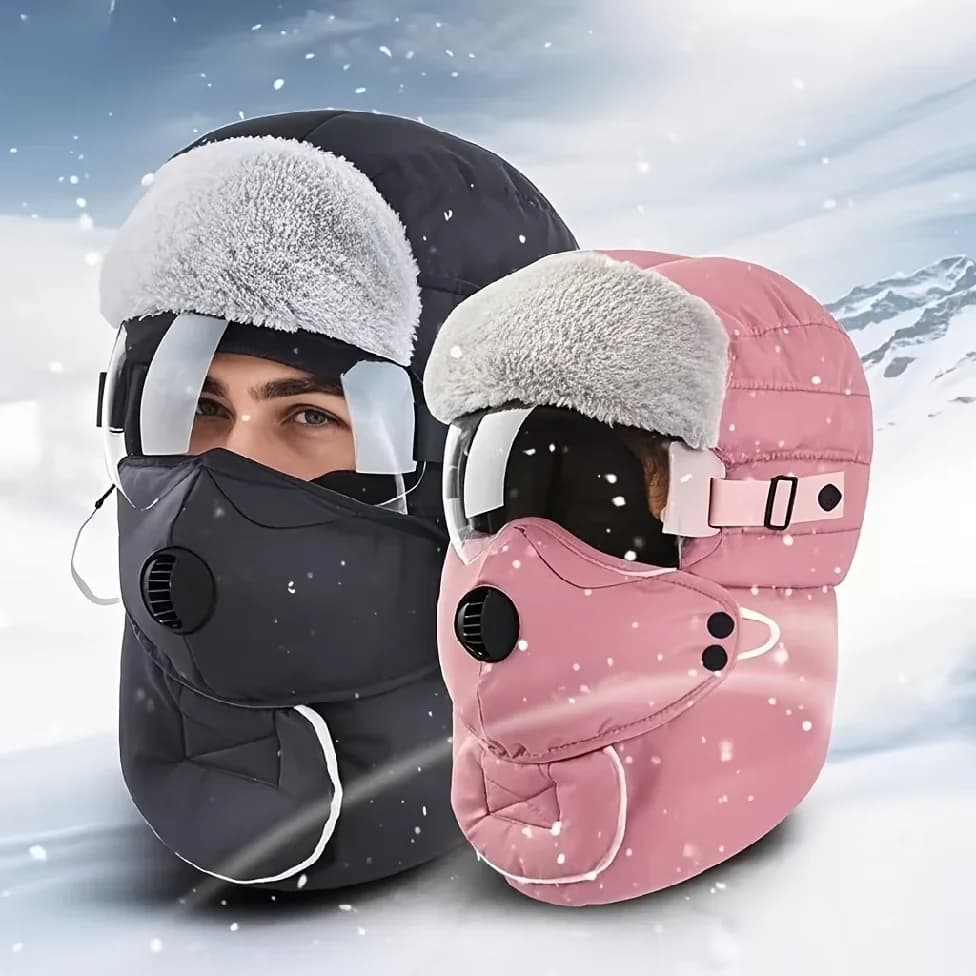 Winter Warm Cover Windproof Thickened Ear Neck Cover Goggles Hat Unisex Thermal Outdoor Motocycle Hooded Hat