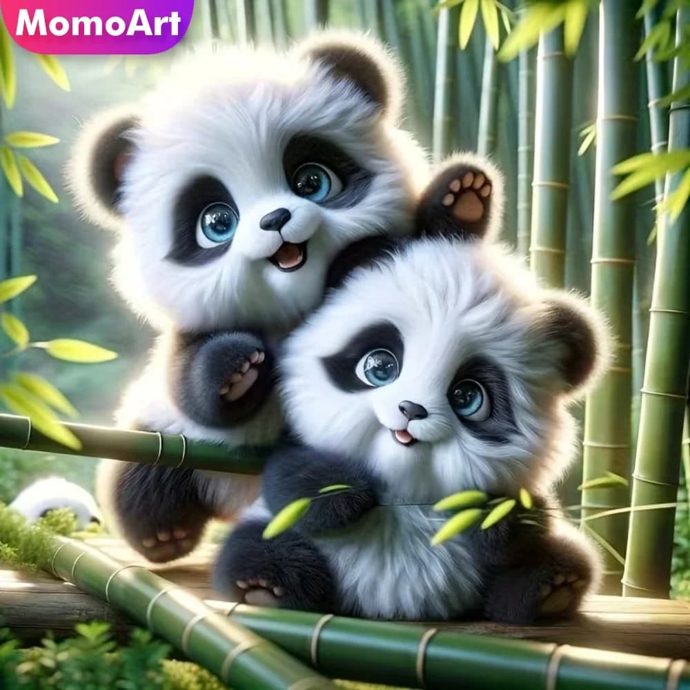 Momoart New Arrival Diamond Mosaic Panda Animal DIY Craft Kit Painting Picture Rhinestones Diamond Embroidery Child Gift