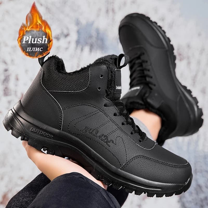 ELUVA Stivali da neve impermeabili Stivali invernali termici da uomo Scarpe da trekking leggere foderate in peluche isolate antiscivolo Stivali da lavoro confortevoli