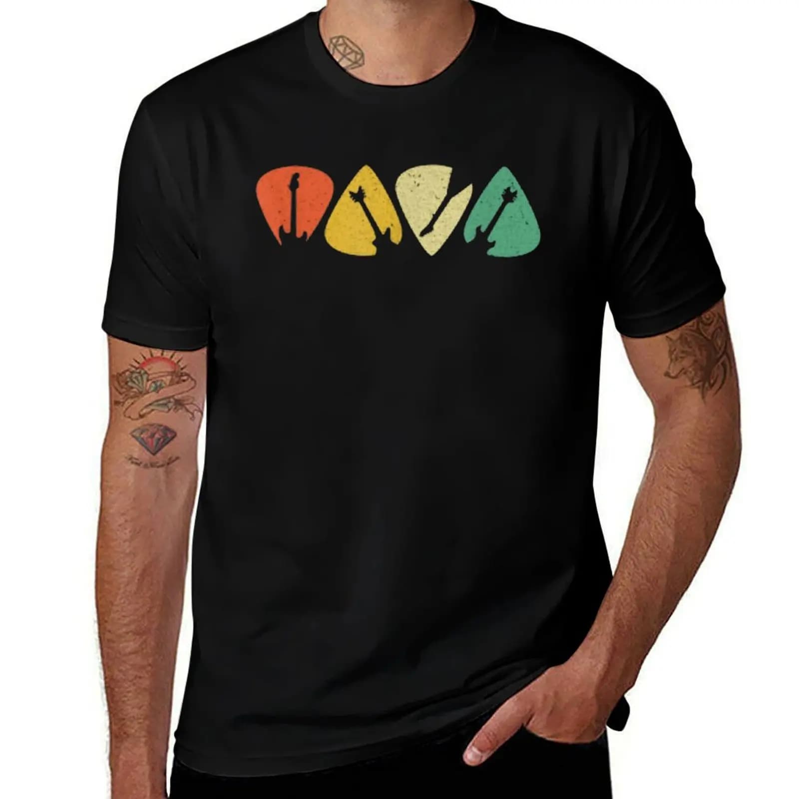 Guitar Pick Gift For Guitarist Retro Vintage T-Shirt t shirts designer T-Shirt