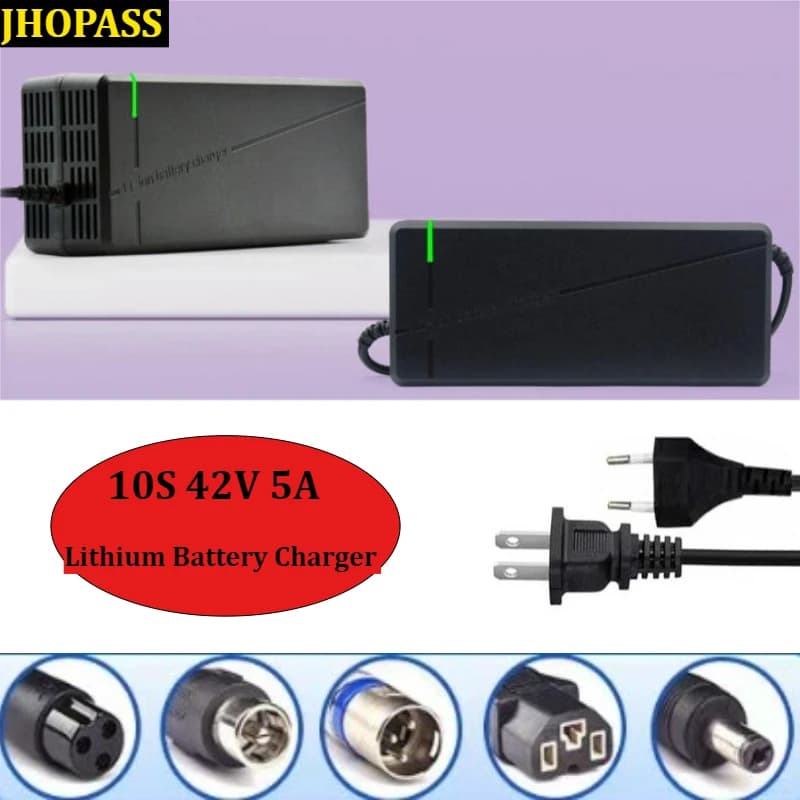 10S 42V 5A LiFePo4 Li-Ion LED Lithium Charger for Smart 36V Moto E-bike Scooter Charge AC110-220V EU US AU UK Plug