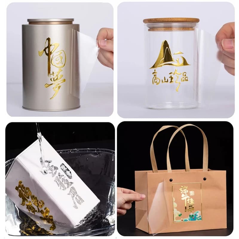 50pcs Custom Glossy Golden UV Transfer Sticker Personal Logo Cup Self-adhesive Label on Tubes For Packing bag Carboard Box