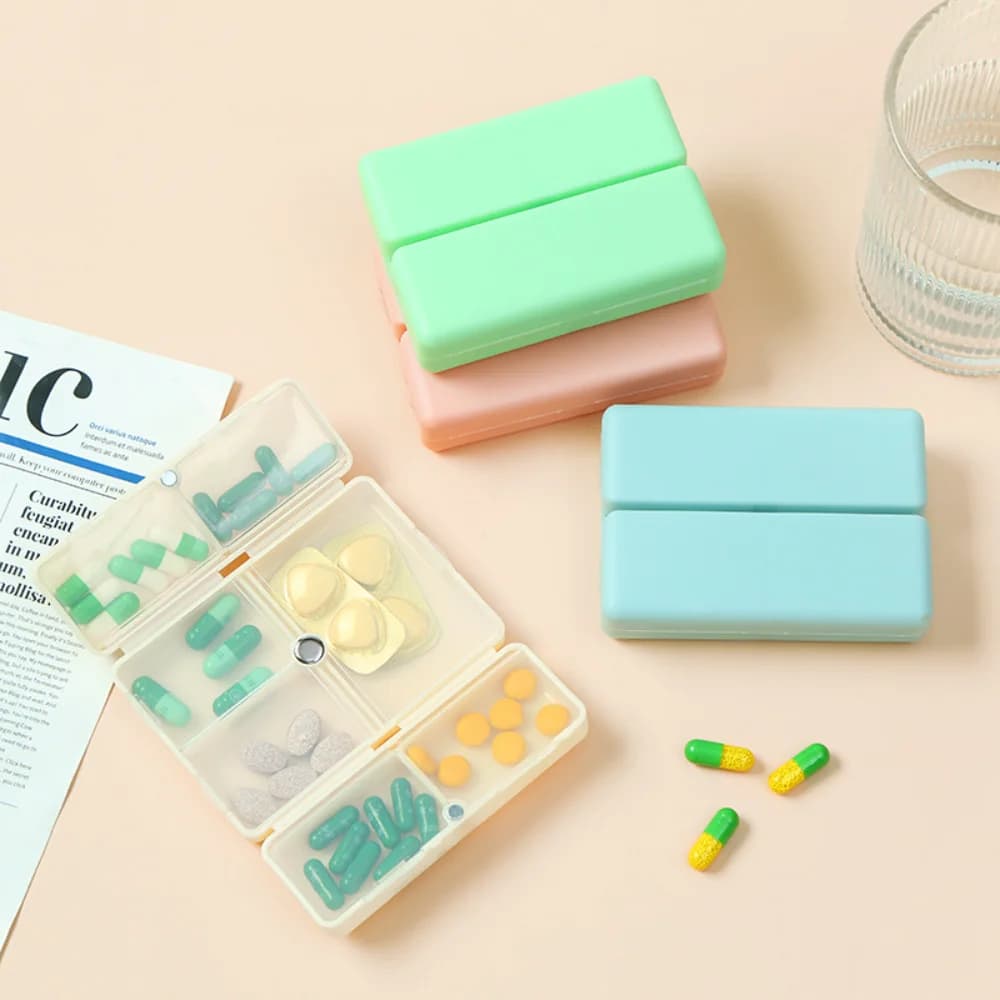 Nuovo piccolo portatile da viaggio quotidiano 7 griglie portapillole scatola organizer tablet pillole contenitore di stoccaggio per medicinali vitamine oli di pesce