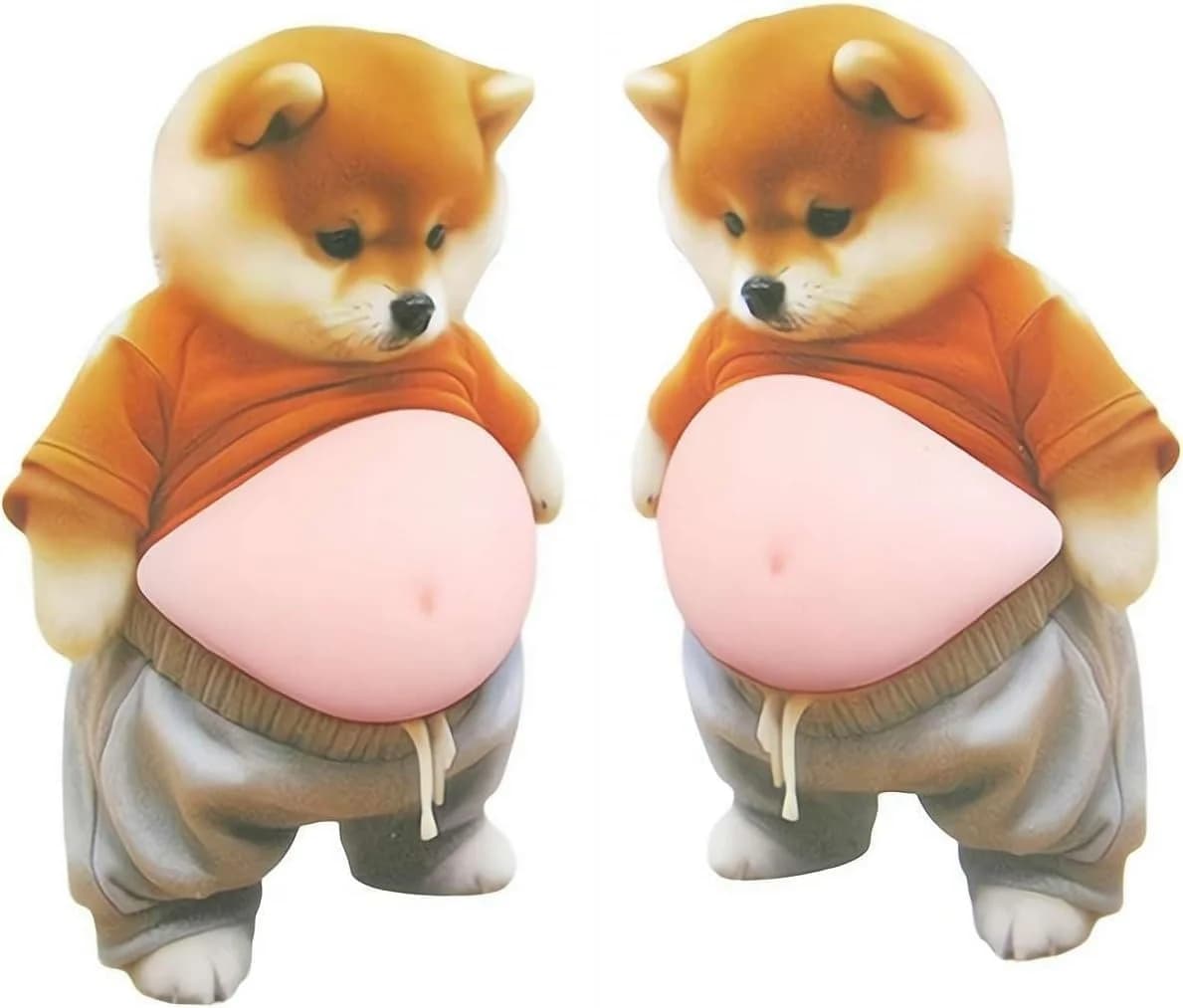 3D Shiba Inu Dog Belly Sticker,Door Stopper Wall Protector，Quiet, Shock Soft Rubber,Wall, Doorknobs, Refrigerator Door, Cabinets from Damage 2
