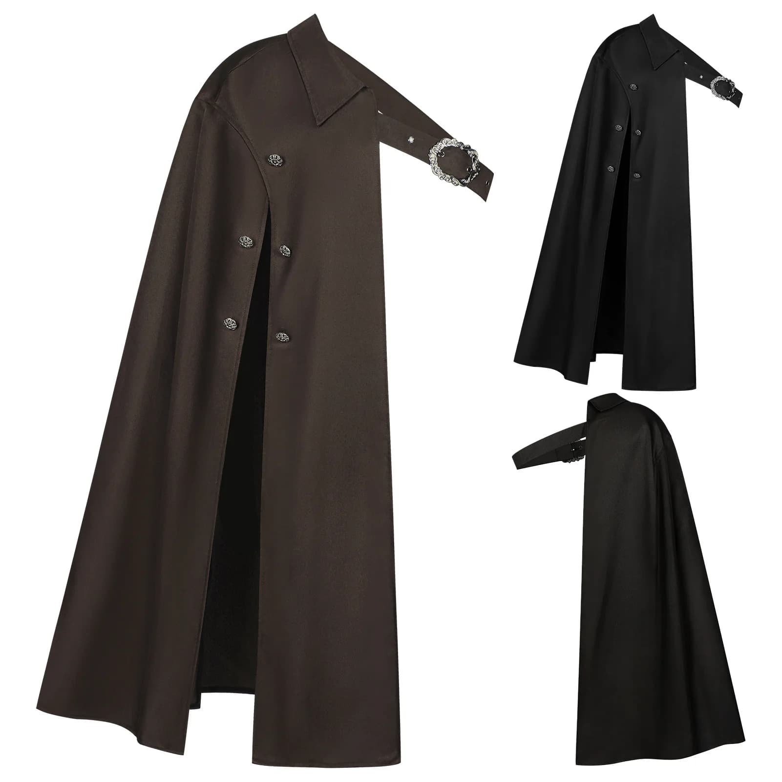 New Steam Punk Shoulder Shawl Half Shoulder Cloak with Belt Medieval Halloween Cosplay Costume Women's Ethnic Stage Costume