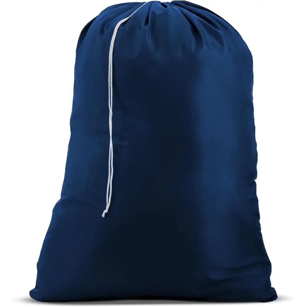 Sturdy 22x32 Navy Blue Nylon Laundry Bag with Drawstring Closure for Hamper or Storage
