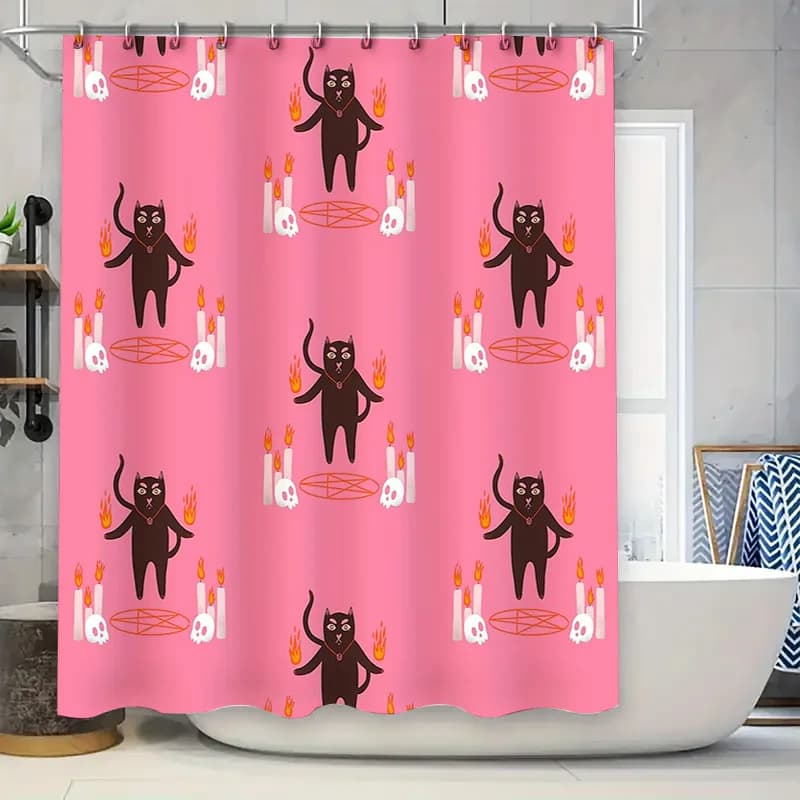 Tenda da doccia horror gotico Halloween Spettrale Teschio Demone Pipistrello Modello Arredamento bagno Dark Academia Tessili per la casa Tapestr artistico