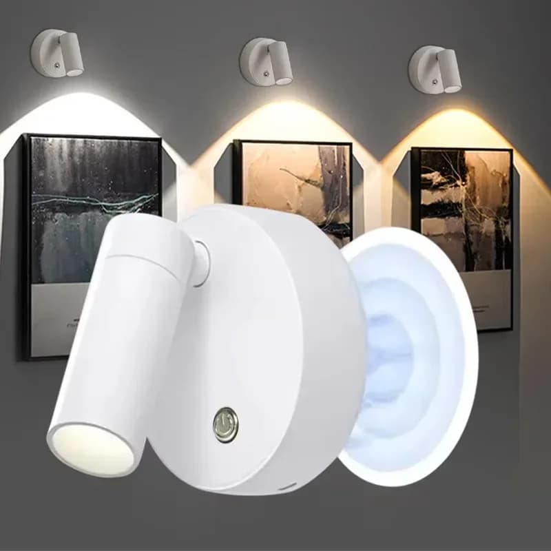 LED Light Magnetic Rechargeable Wall Light Spotlight Wireless No Punch Reading Light with Touch Switch Dimmable Bedside Lamp