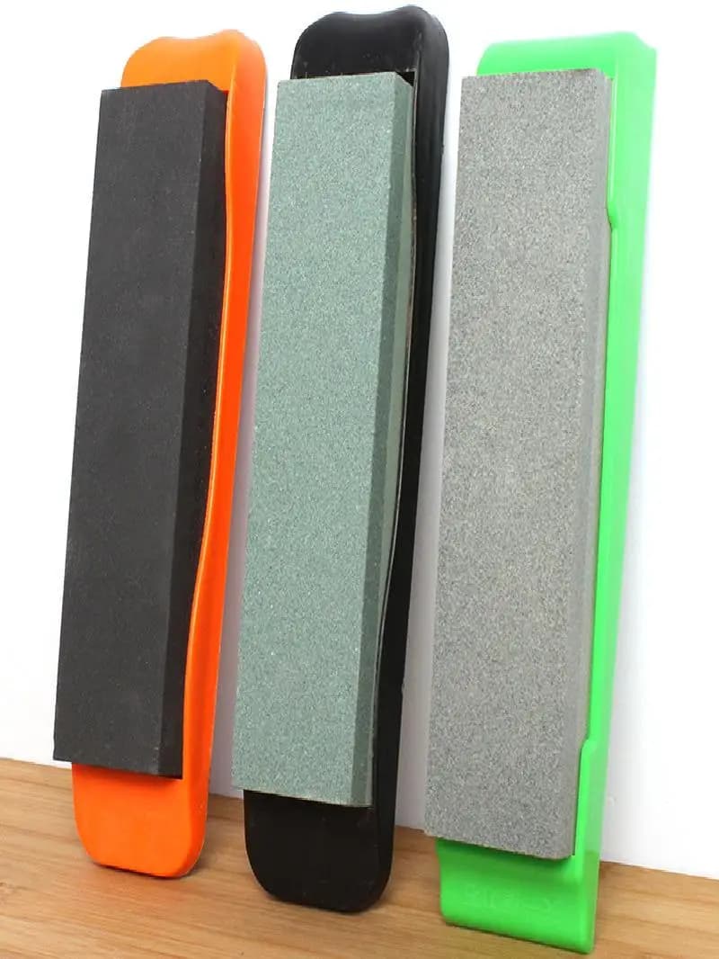 Double Face Kitchen Sharpeners, Large Size Sharpening Stone with Non-slip Base, Oil Stone and Diamond Cutting Tool for Home Use